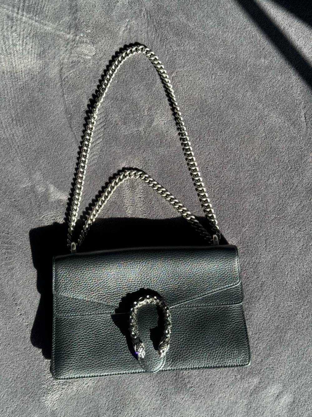 Black Gucci Dionysus Leather Bag with Silver Hardware